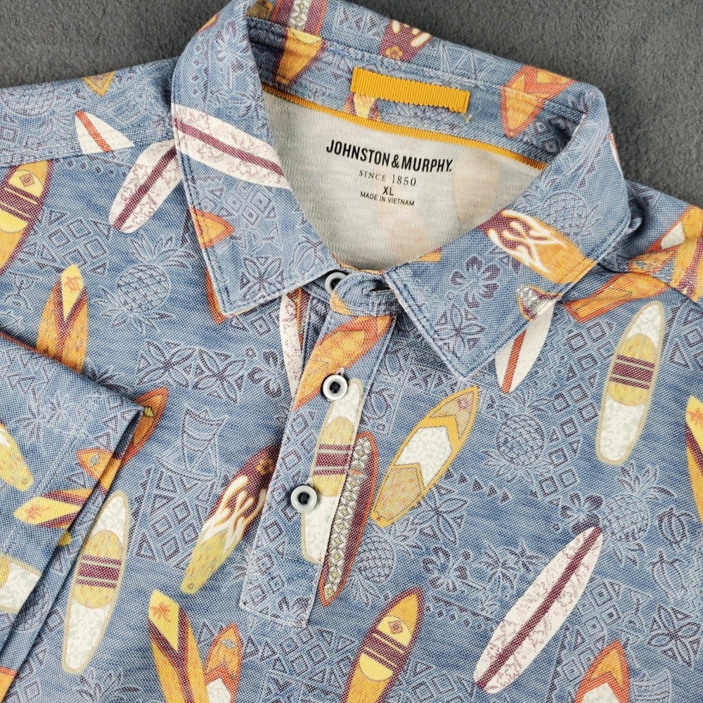 Johnston & Murphy‎ Surfboard Print Polo Shirt Short Sleeve Casual XL